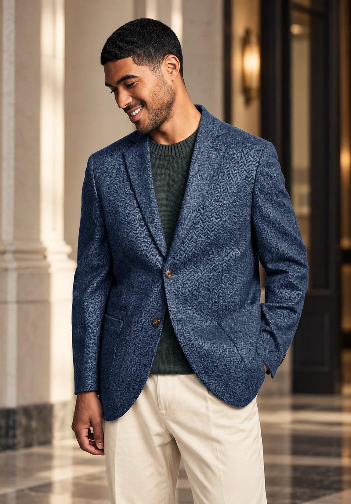 Men's blue herringbone jacket