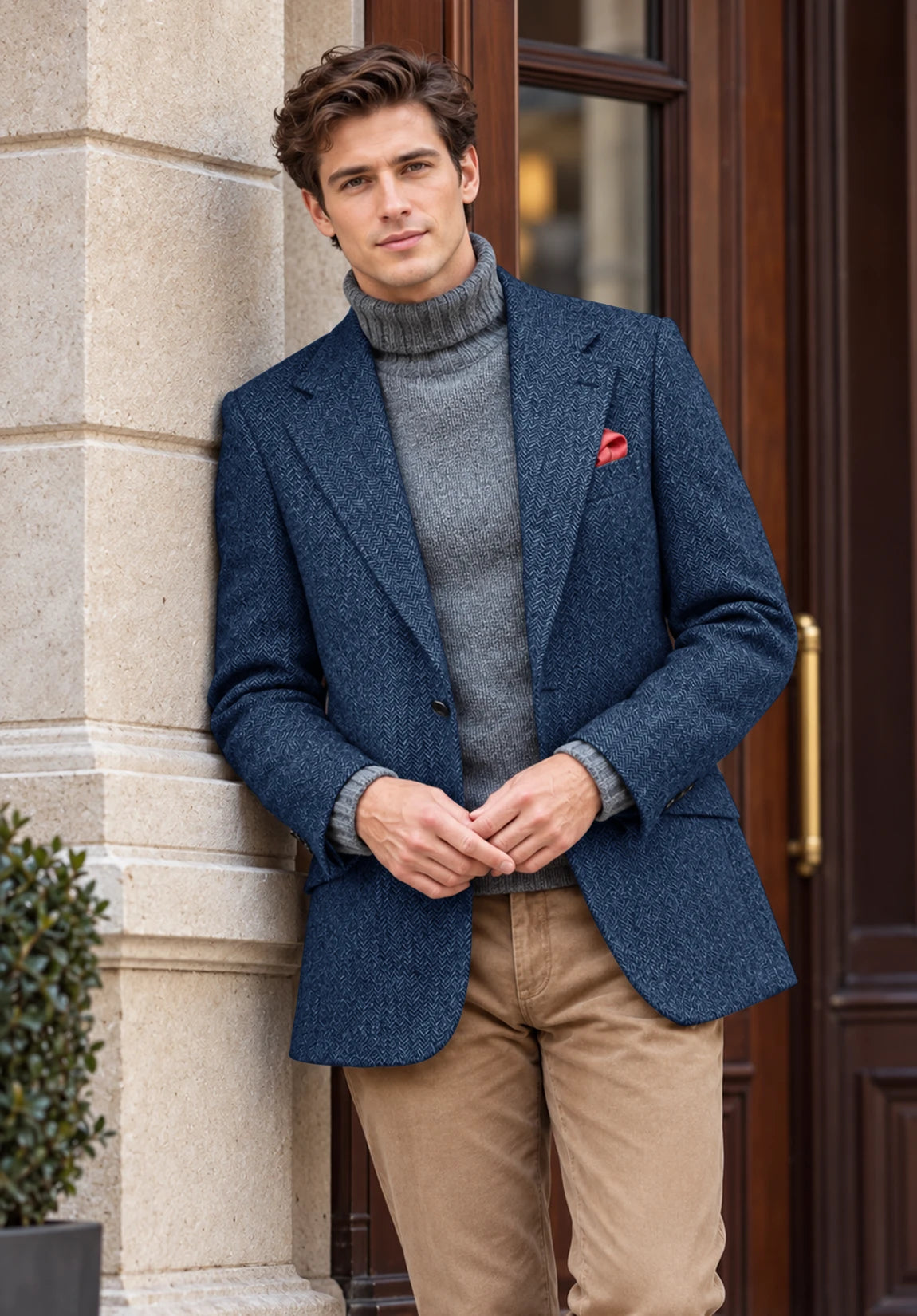 Men's blue herringbone jacket