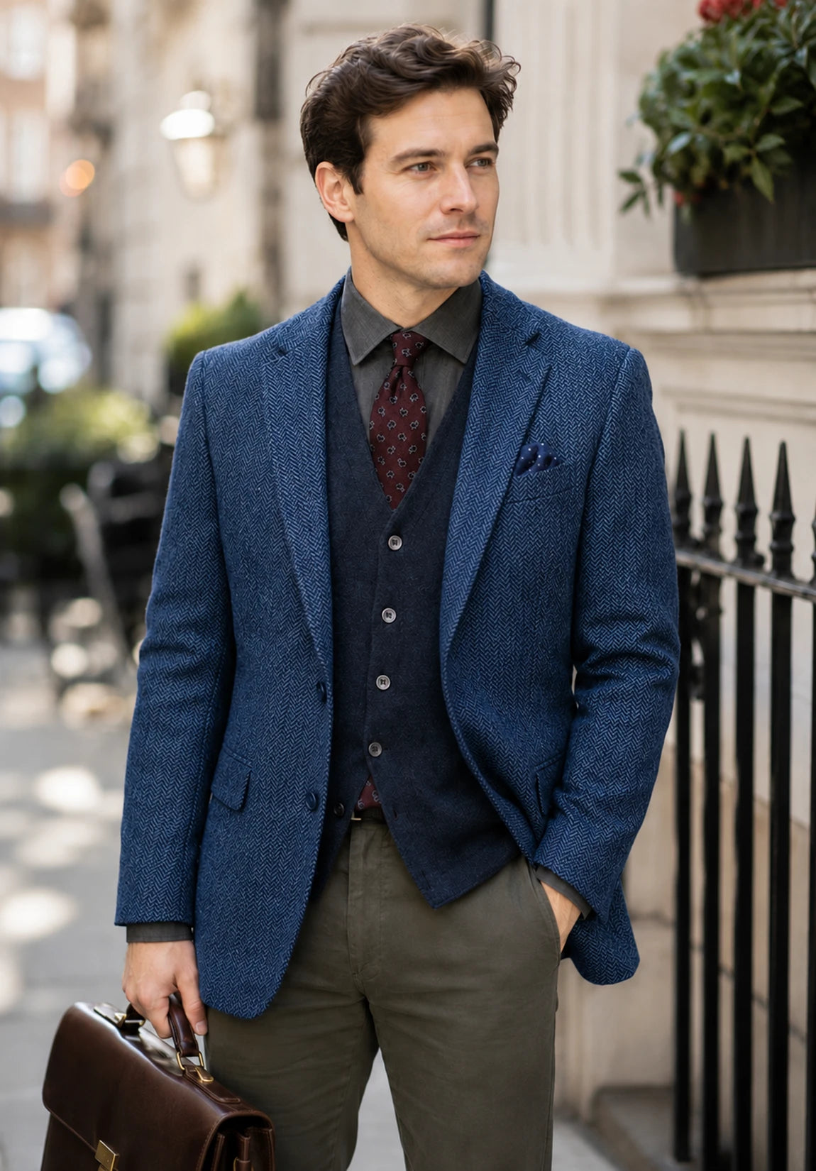 Men's blue herringbone jacket