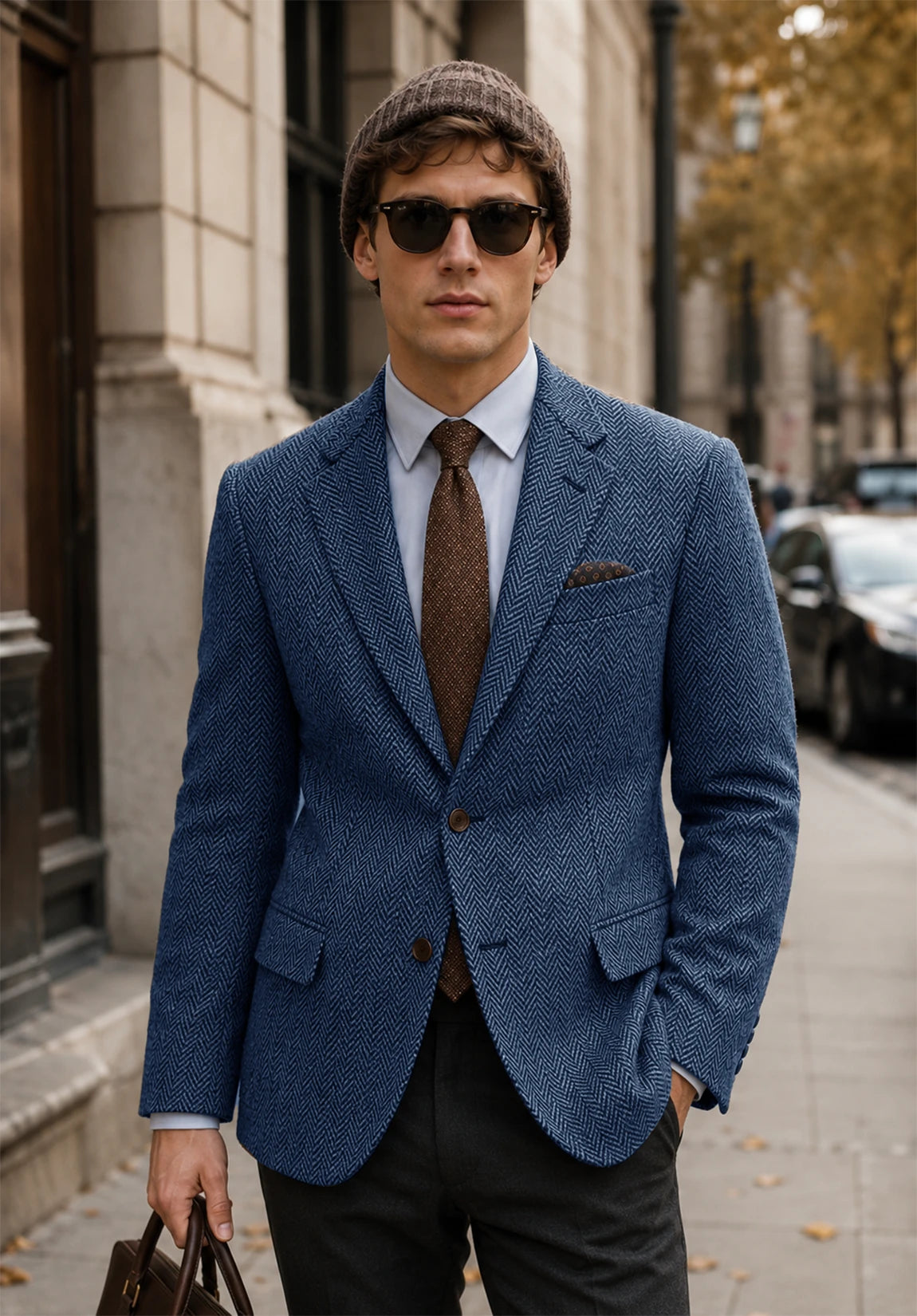 Men's blue herringbone jacket
