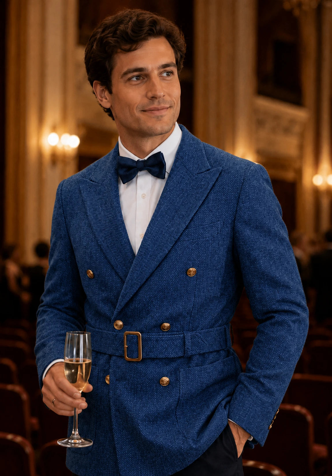 Men's blue herringbone jacket