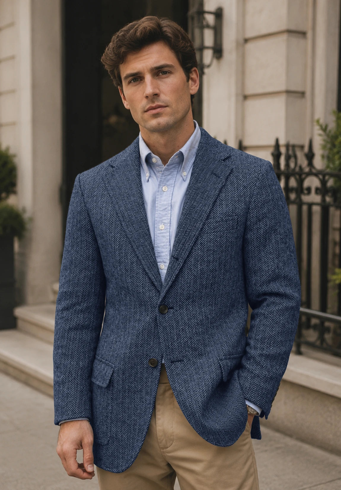 Men's blue herringbone jacket