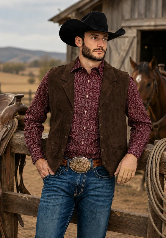Men's brown suede vest 
