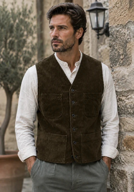 Men's brown corduroy vest 