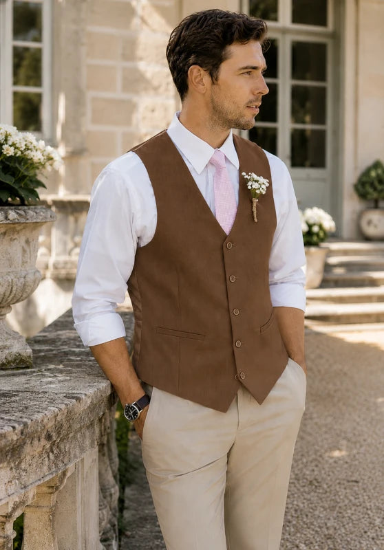 Men's brown suit vest 