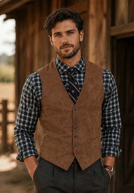 Men's brown suede vest 
