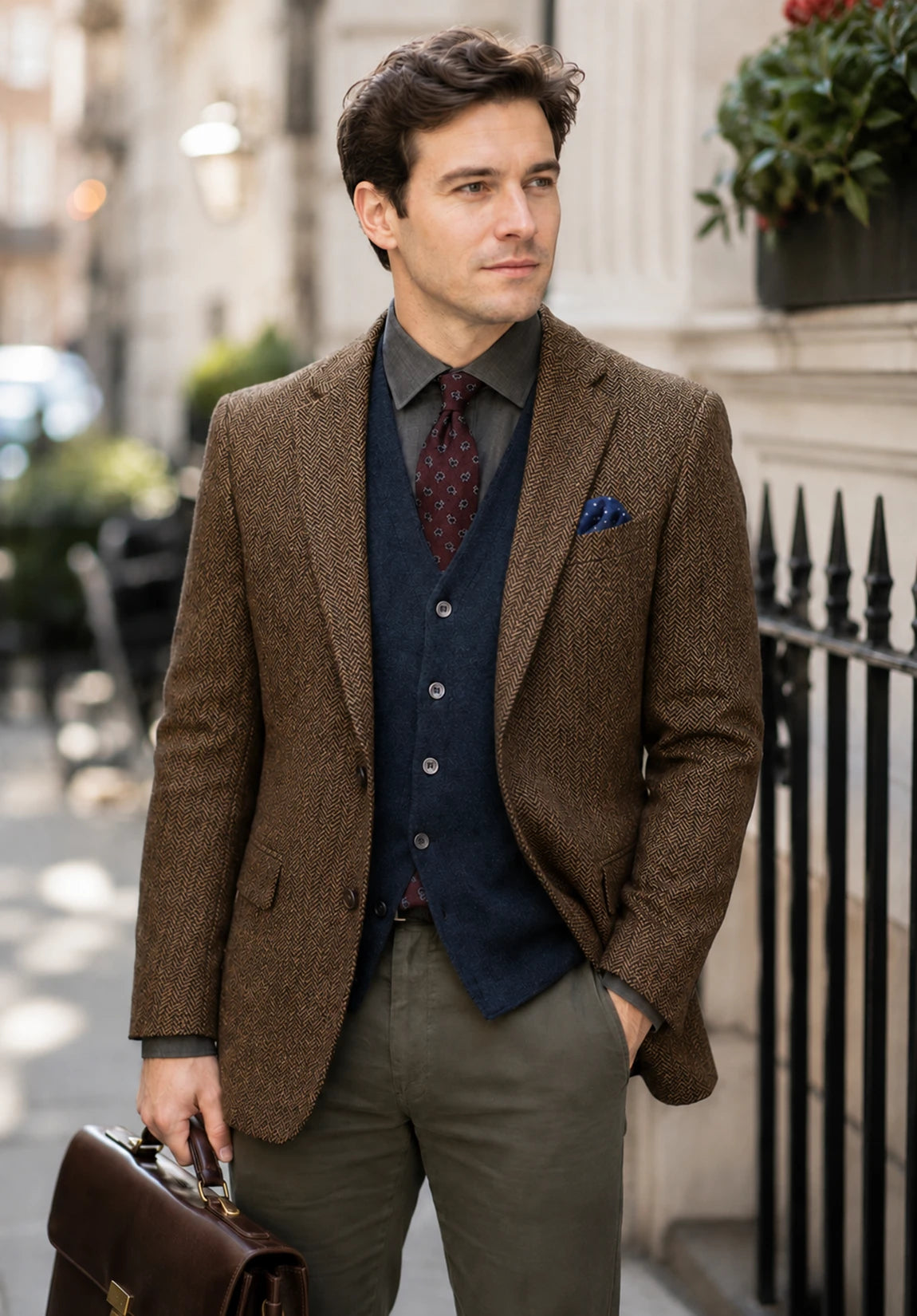 Men's brown herringbone jacket