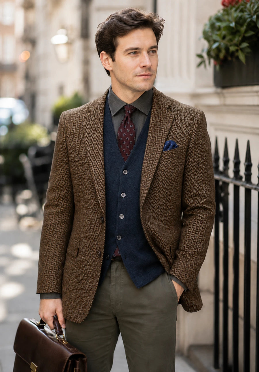 Men's brown herringbone jacket