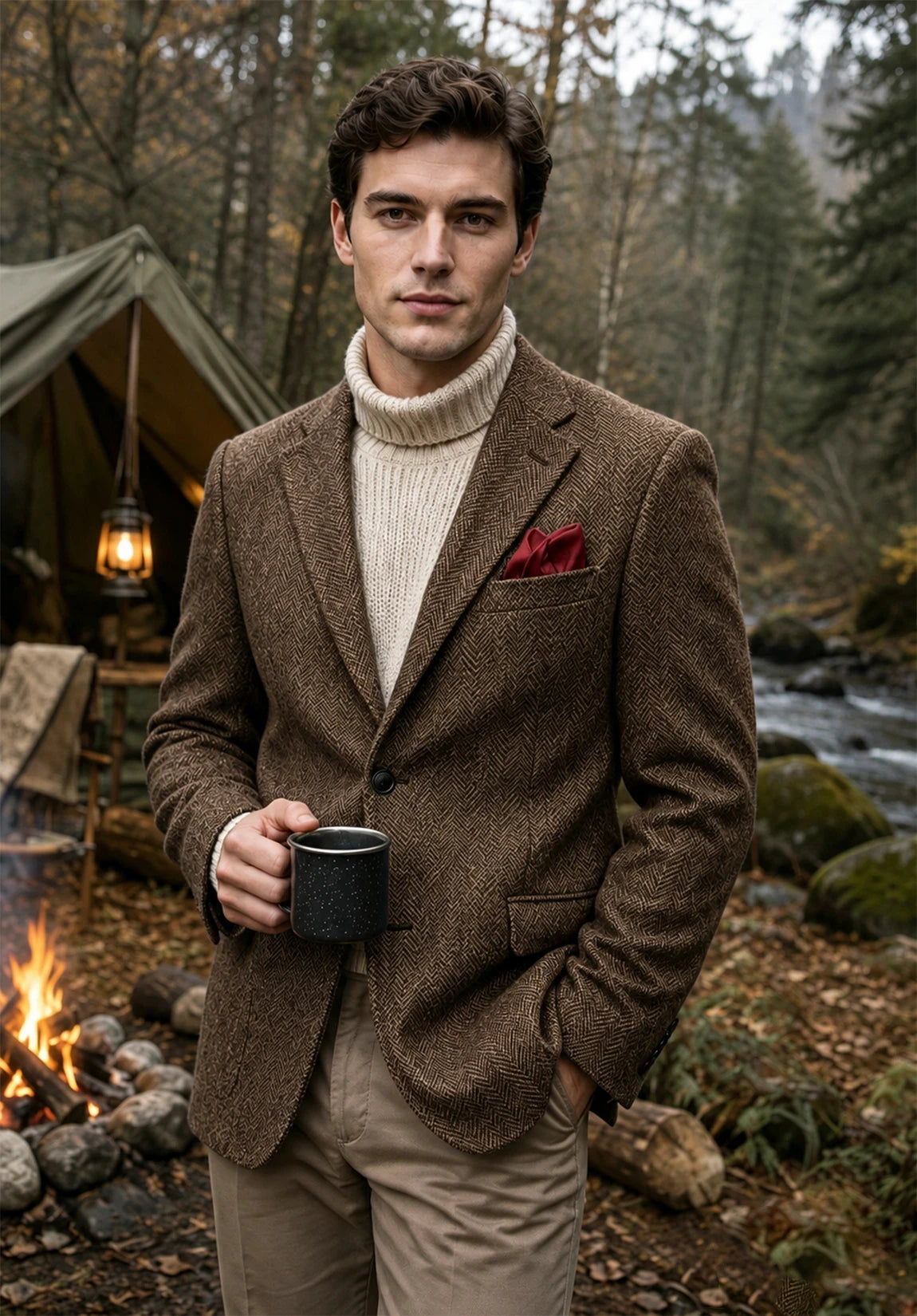 Men's brown herringbone jacket
