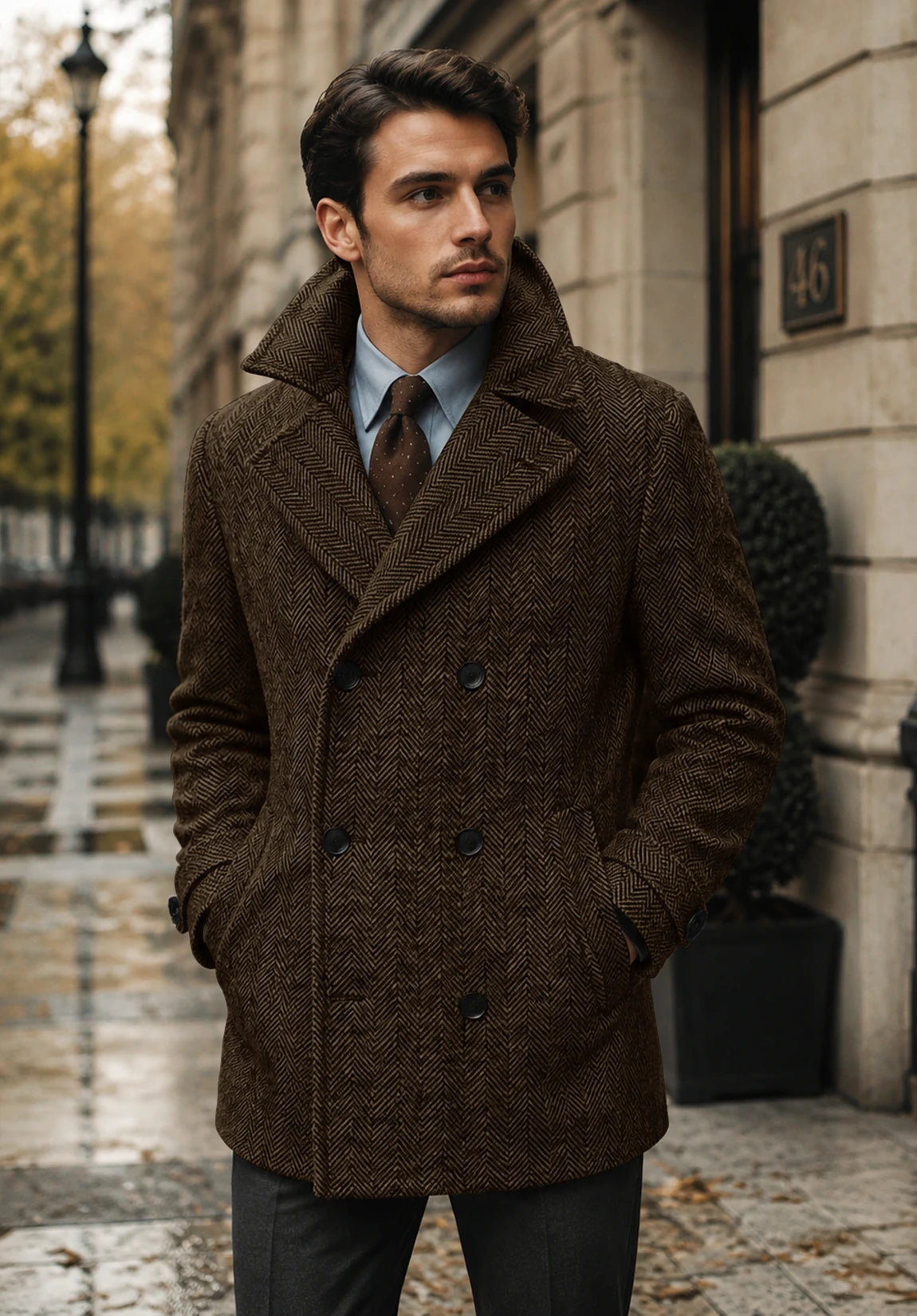 Men's brown herringbone jacket