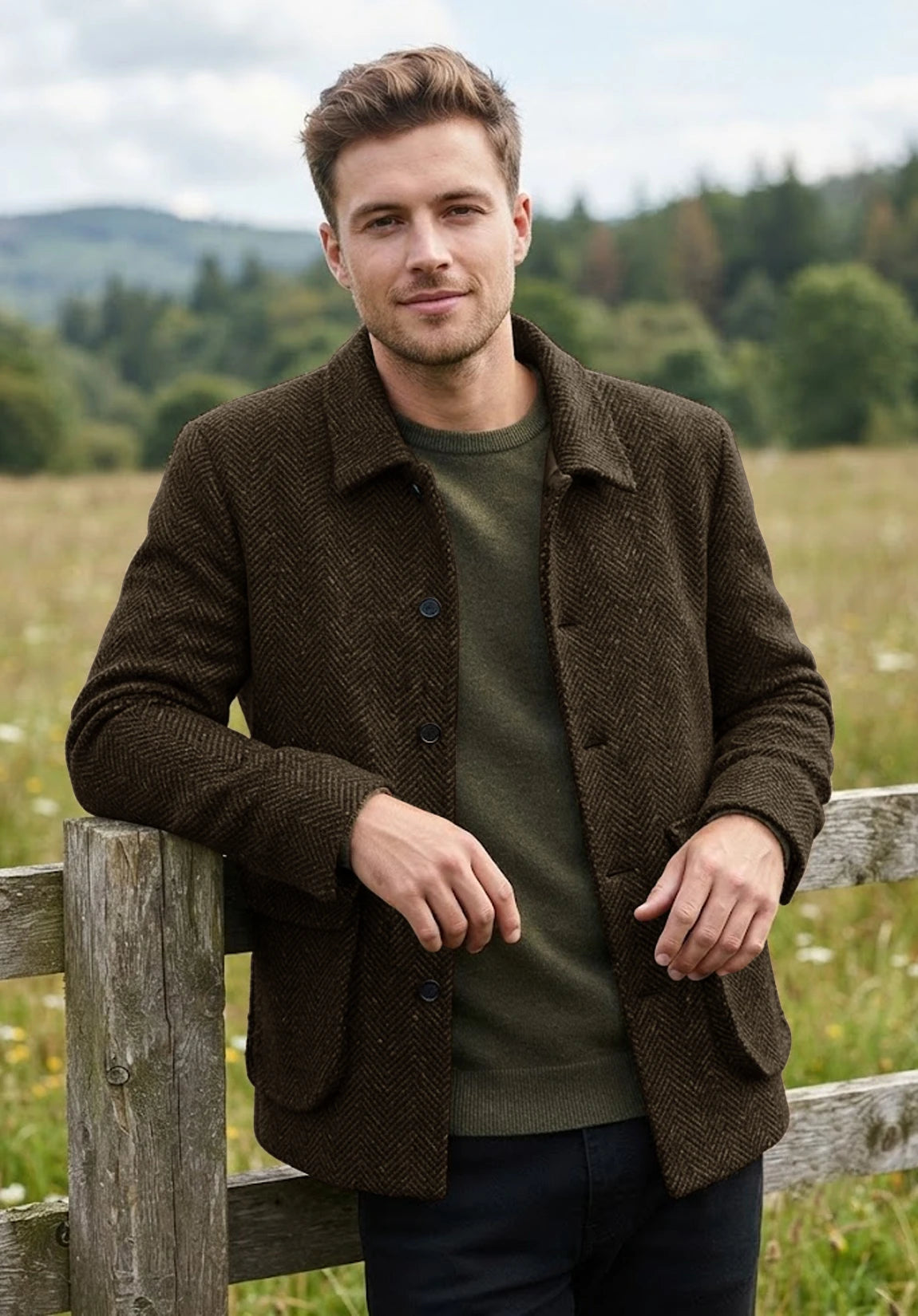 Men's brown herringbone jacket