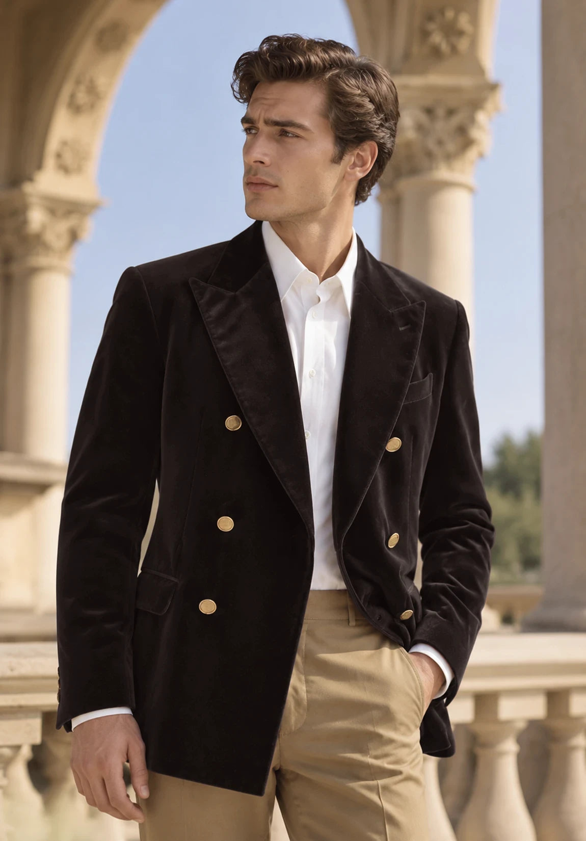 Men's brown velvet jacket