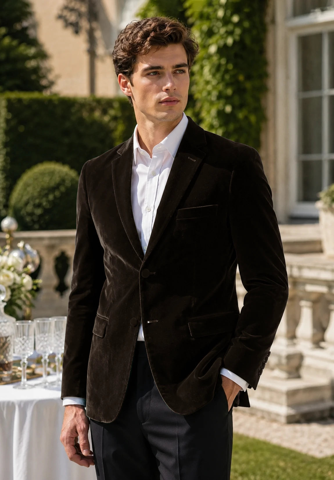 Men's brown velvet jacket