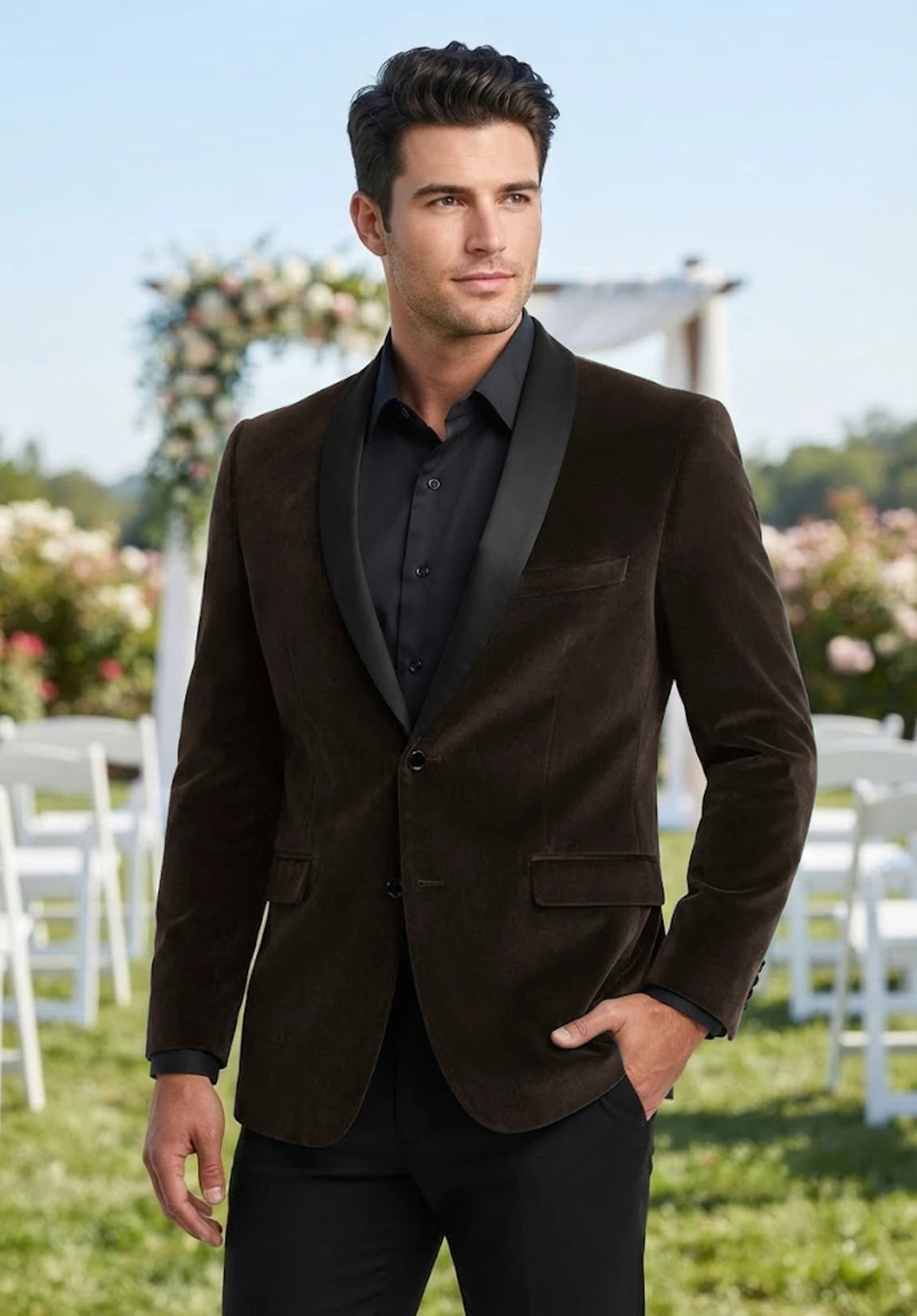 Men's brown velvet jacket
