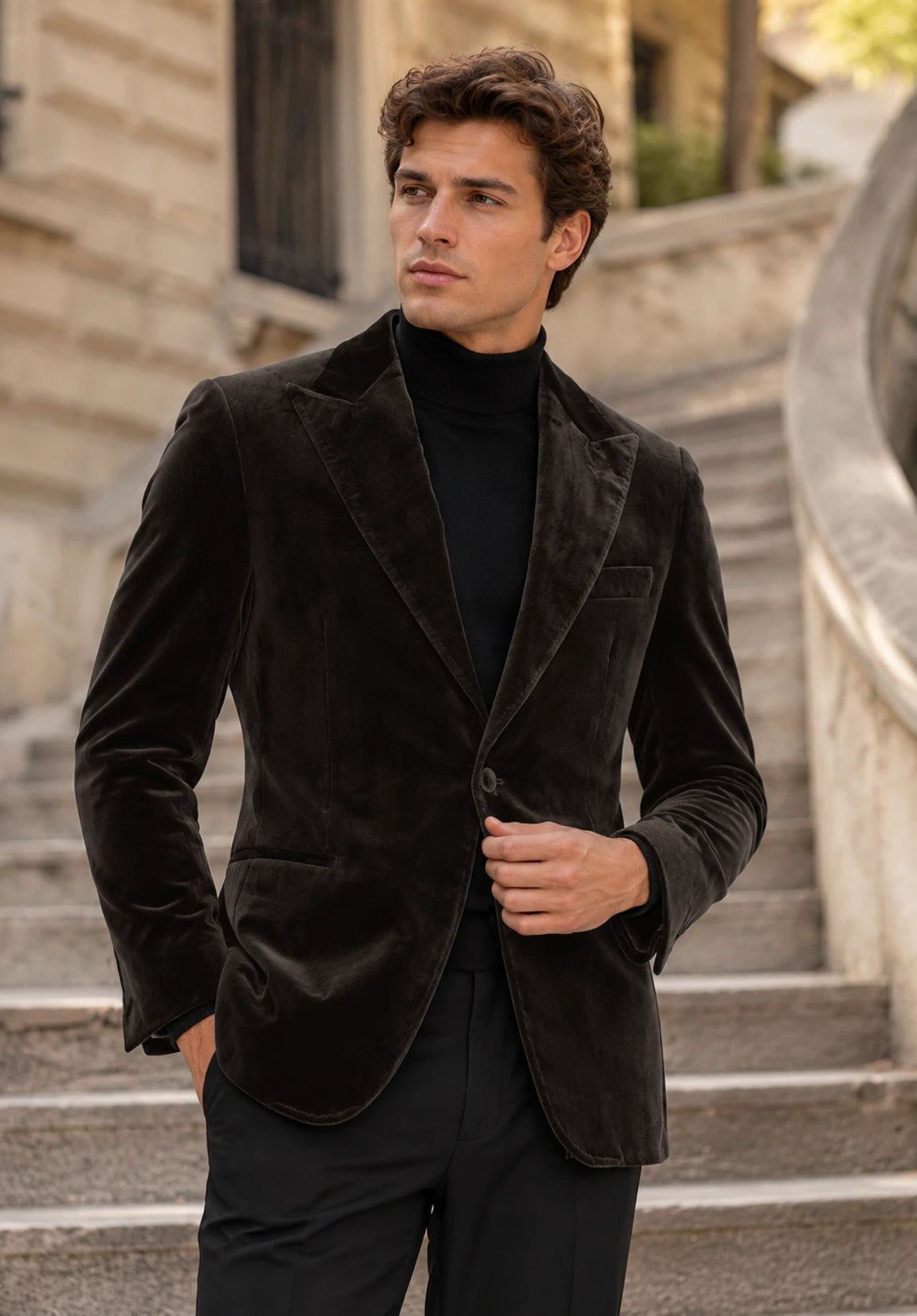 Men's brown velvet jacket