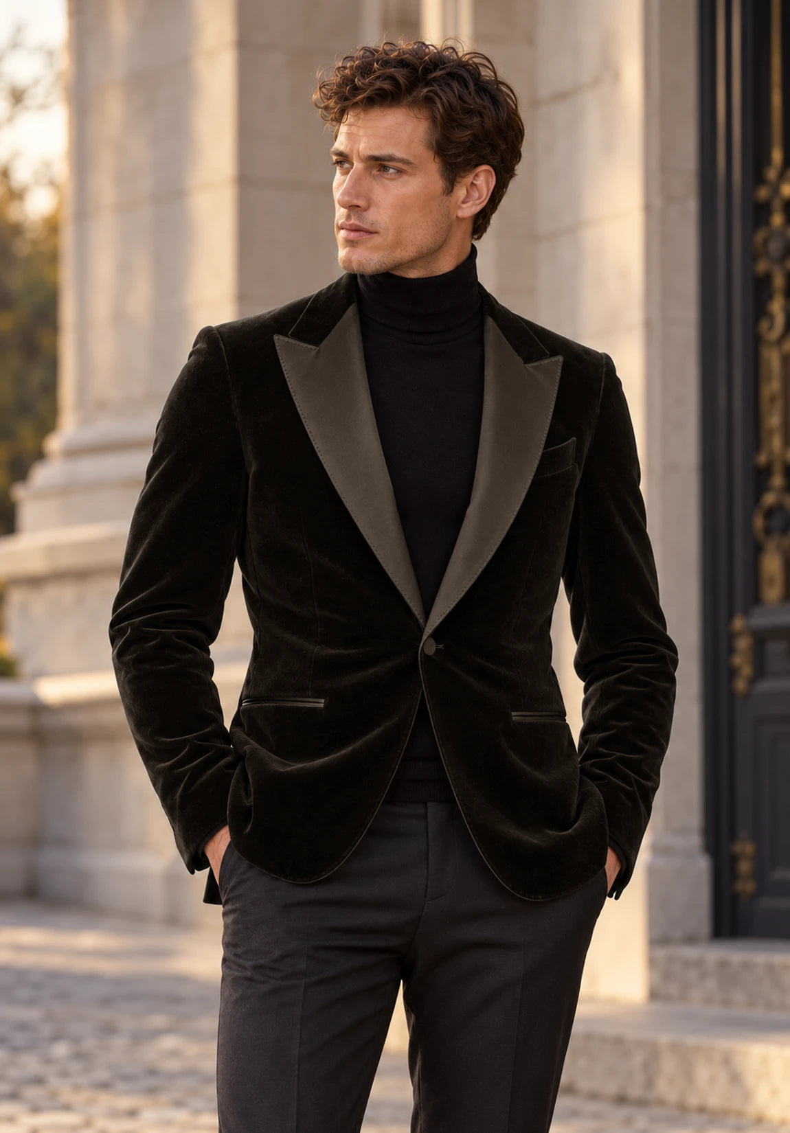 Men's brown velvet jacket