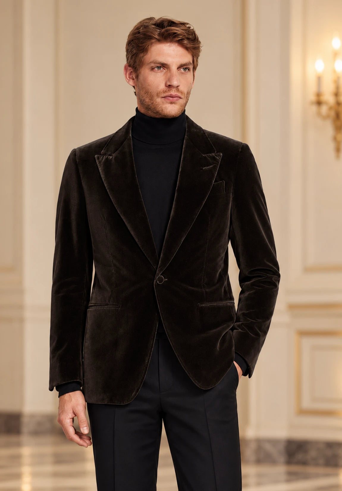 Men's brown velvet jacket