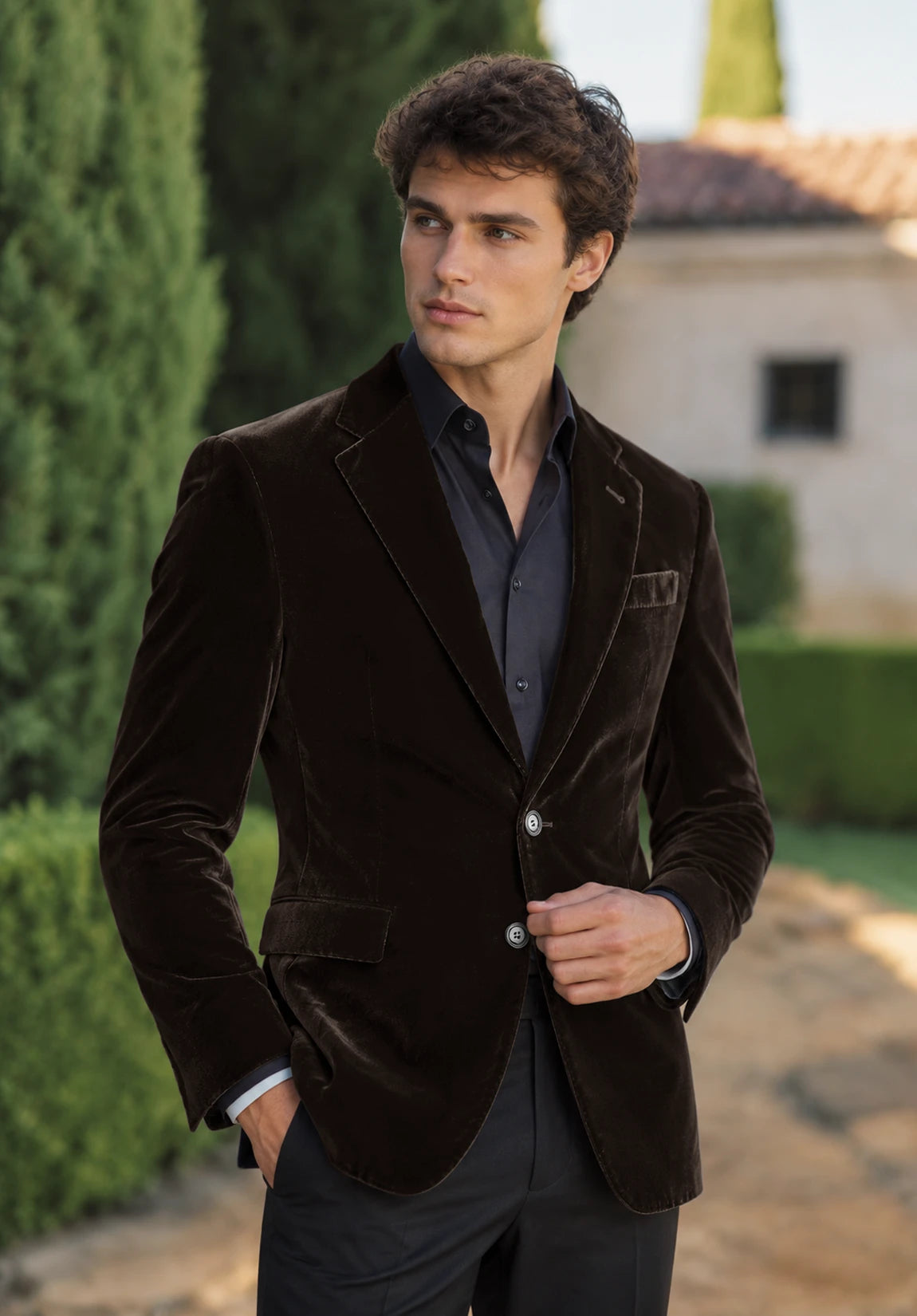 Men's brown velvet jacket