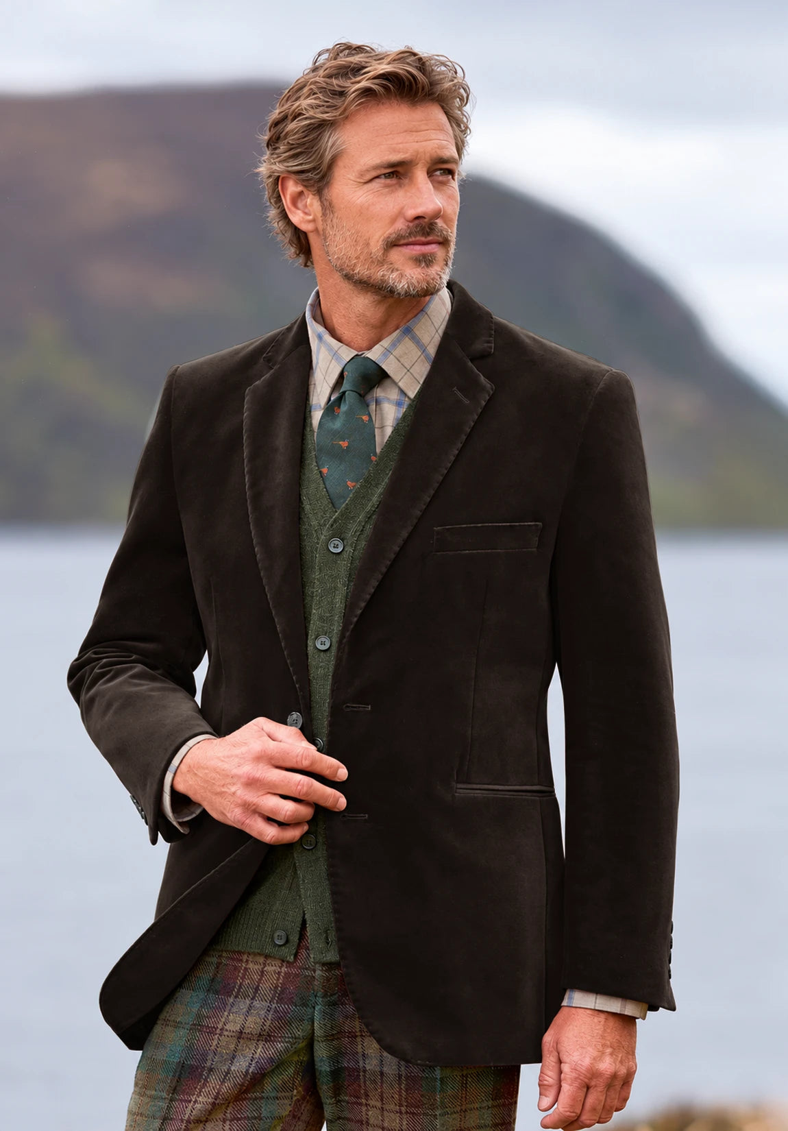 Men's brown velvet jacket