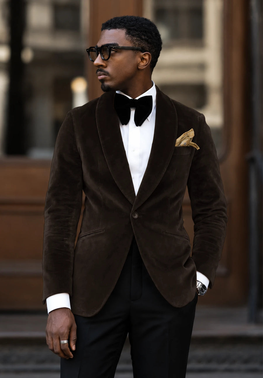 Men's brown velvet jacket
