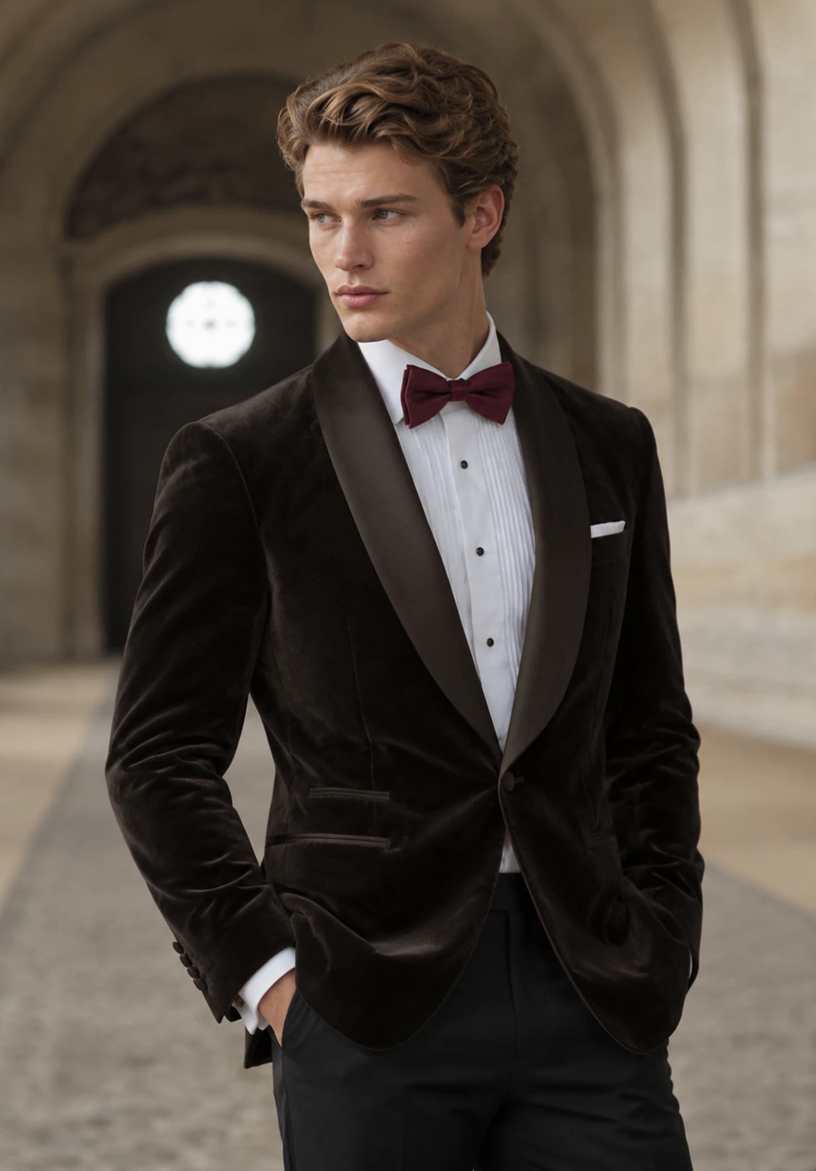 Men's brown velvet jacket