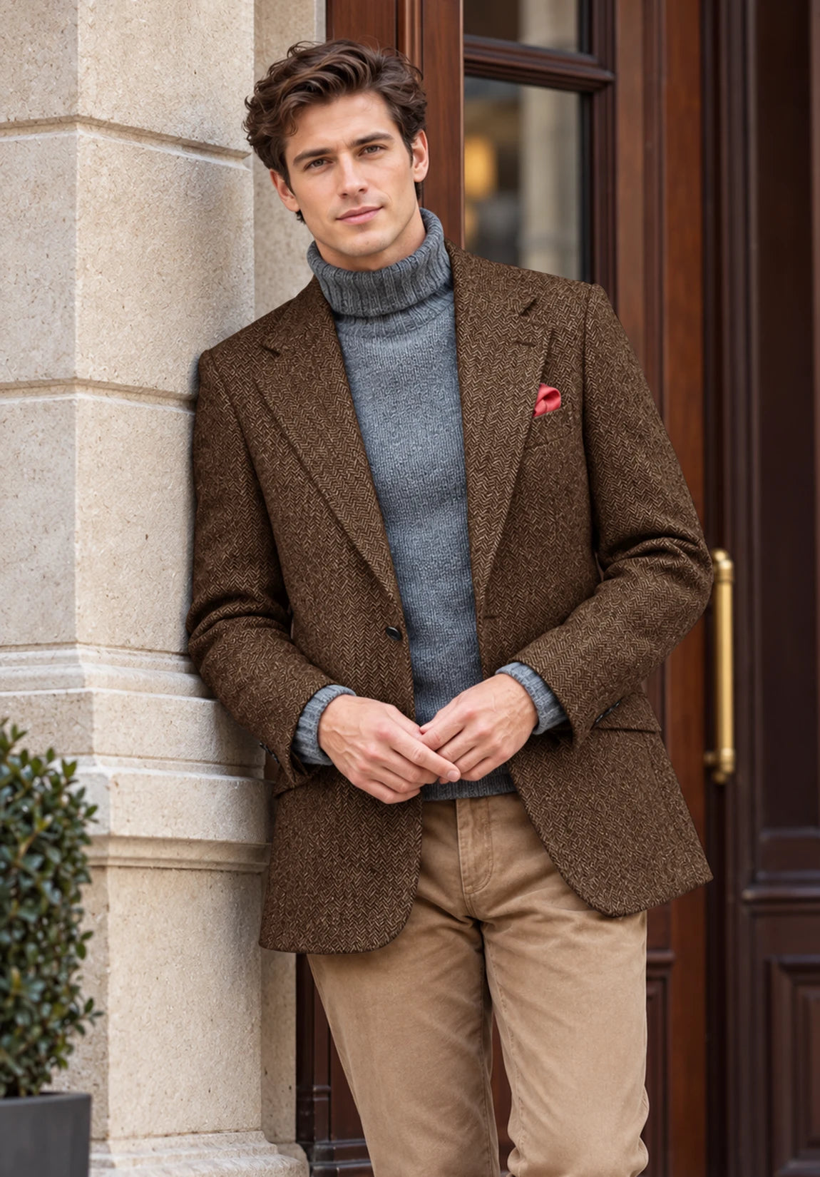 Men's brown herringbone jacket