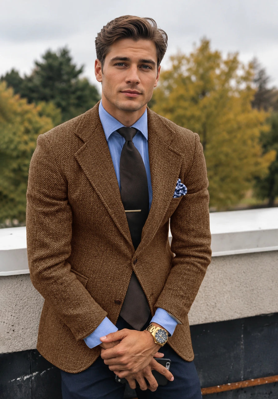 Men's brown herringbone jacket