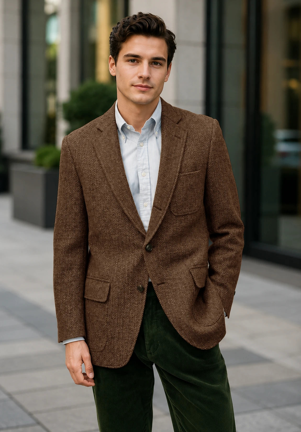 Men's brown herringbone jacket