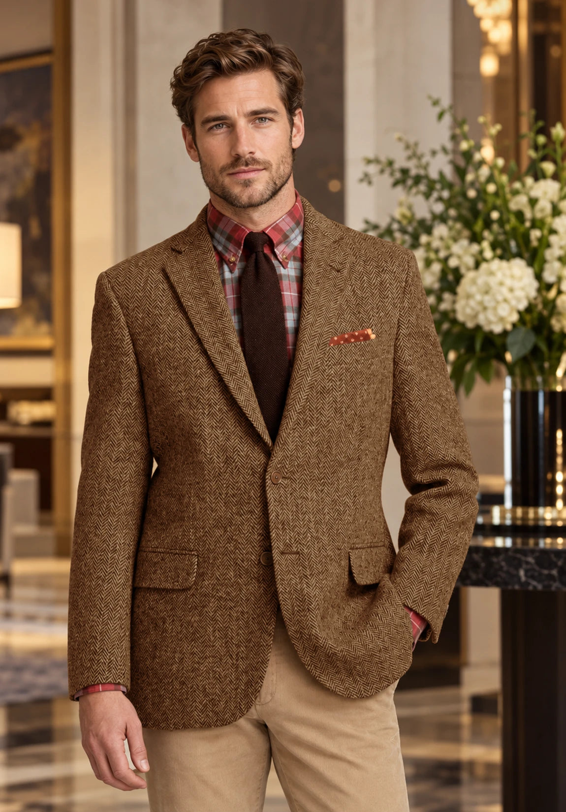 Men's brown herringbone jacket