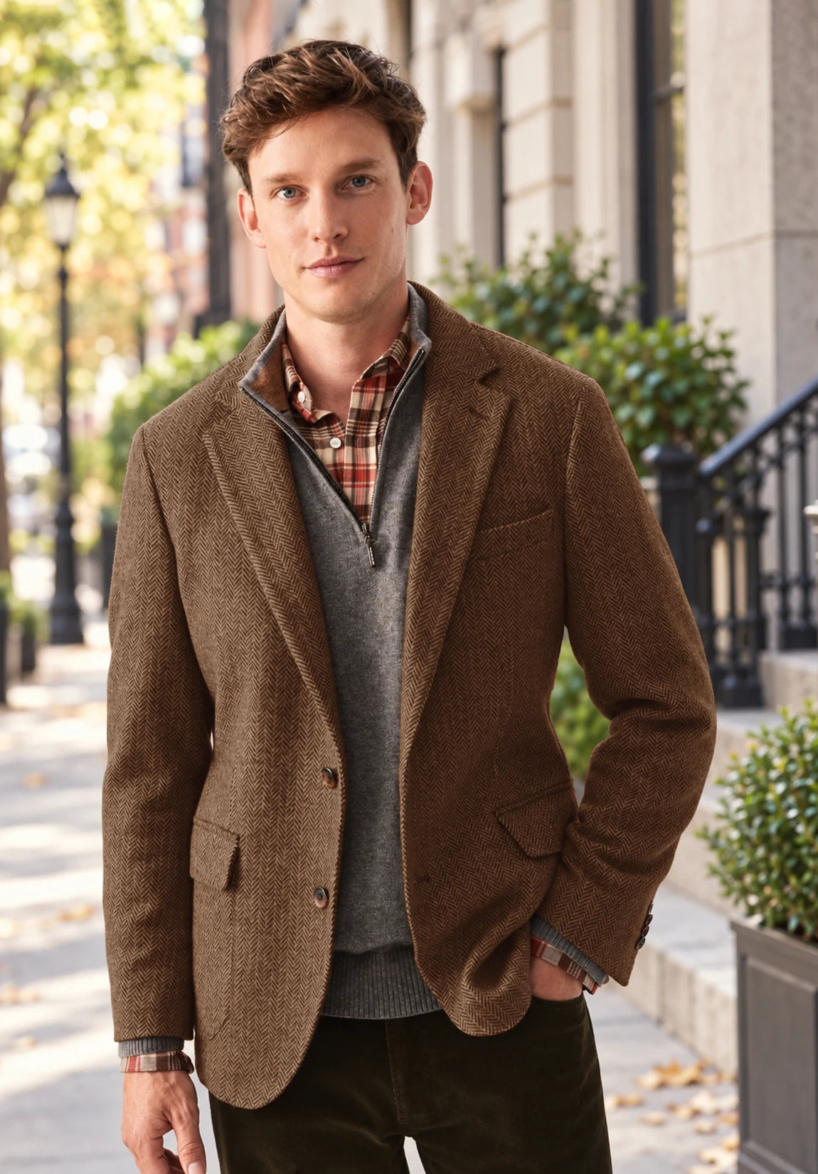 Men's brown herringbone jacket
