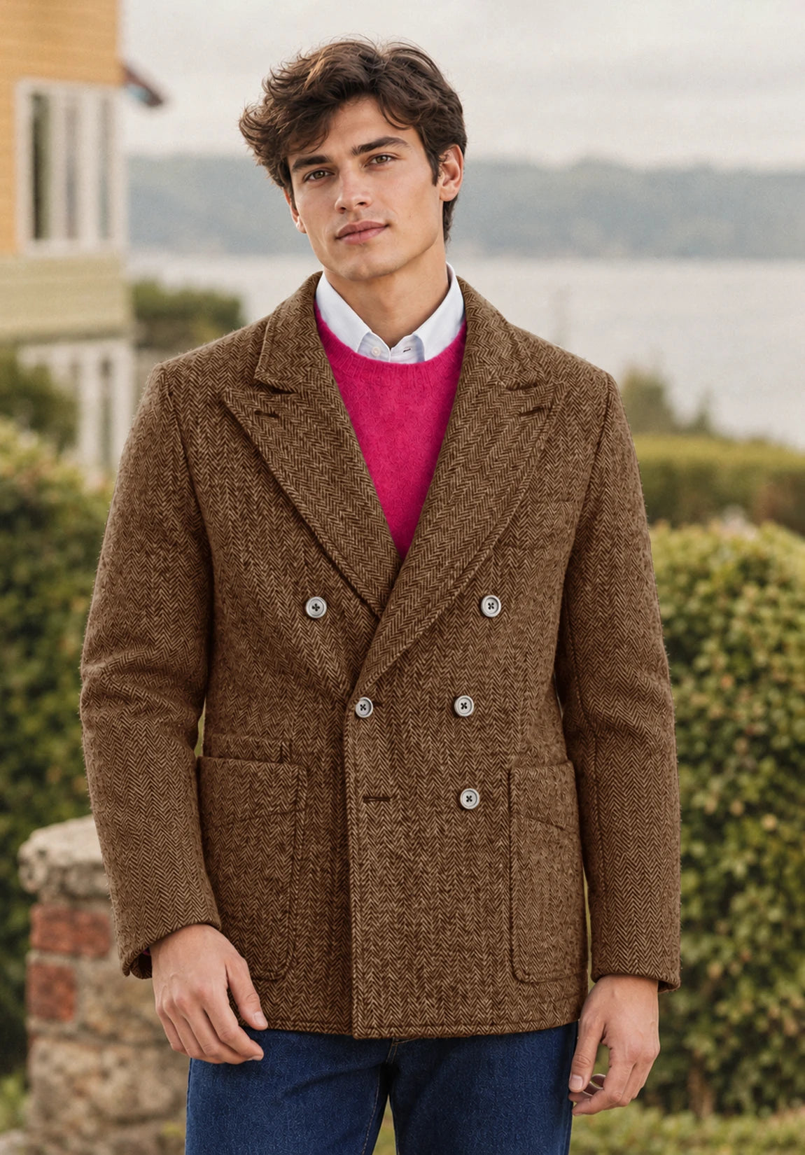 Men's brown herringbone jacket
