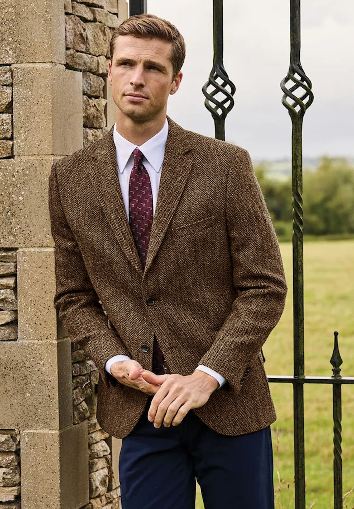 Men's brown herringbone jacket