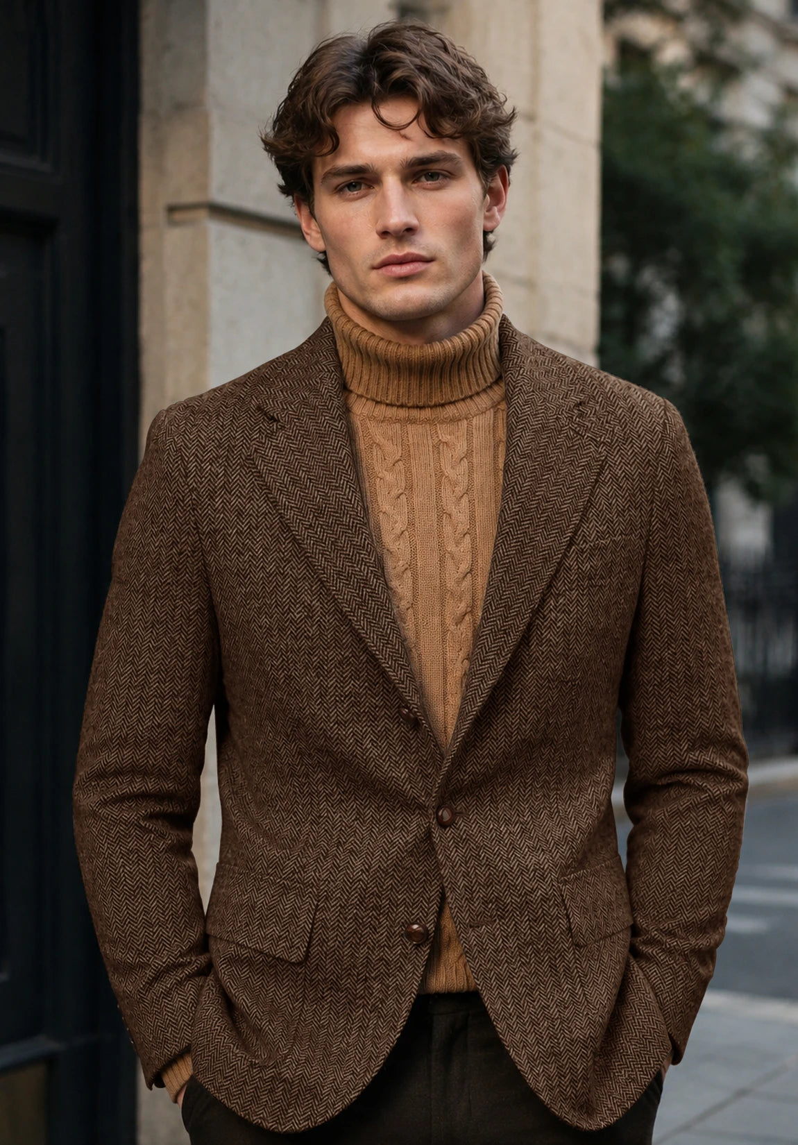 Men's brown herringbone jacket