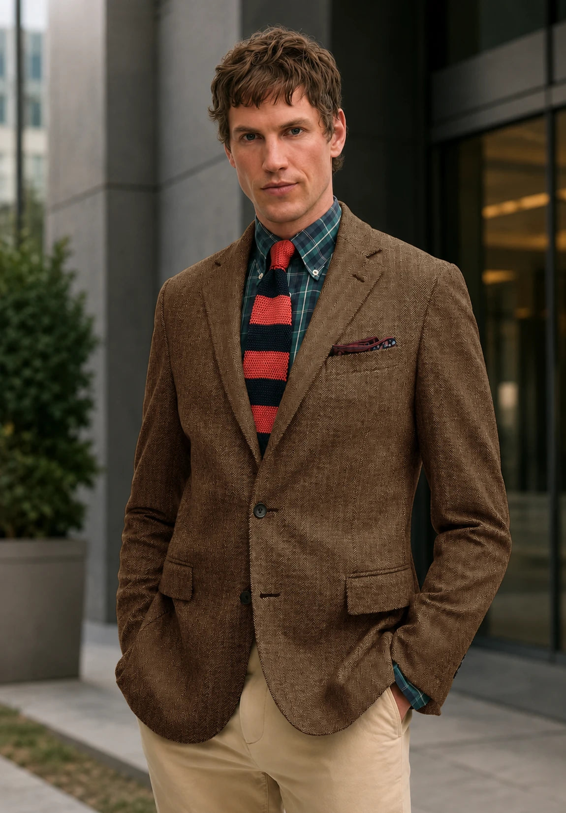 Men's brown herringbone jacket