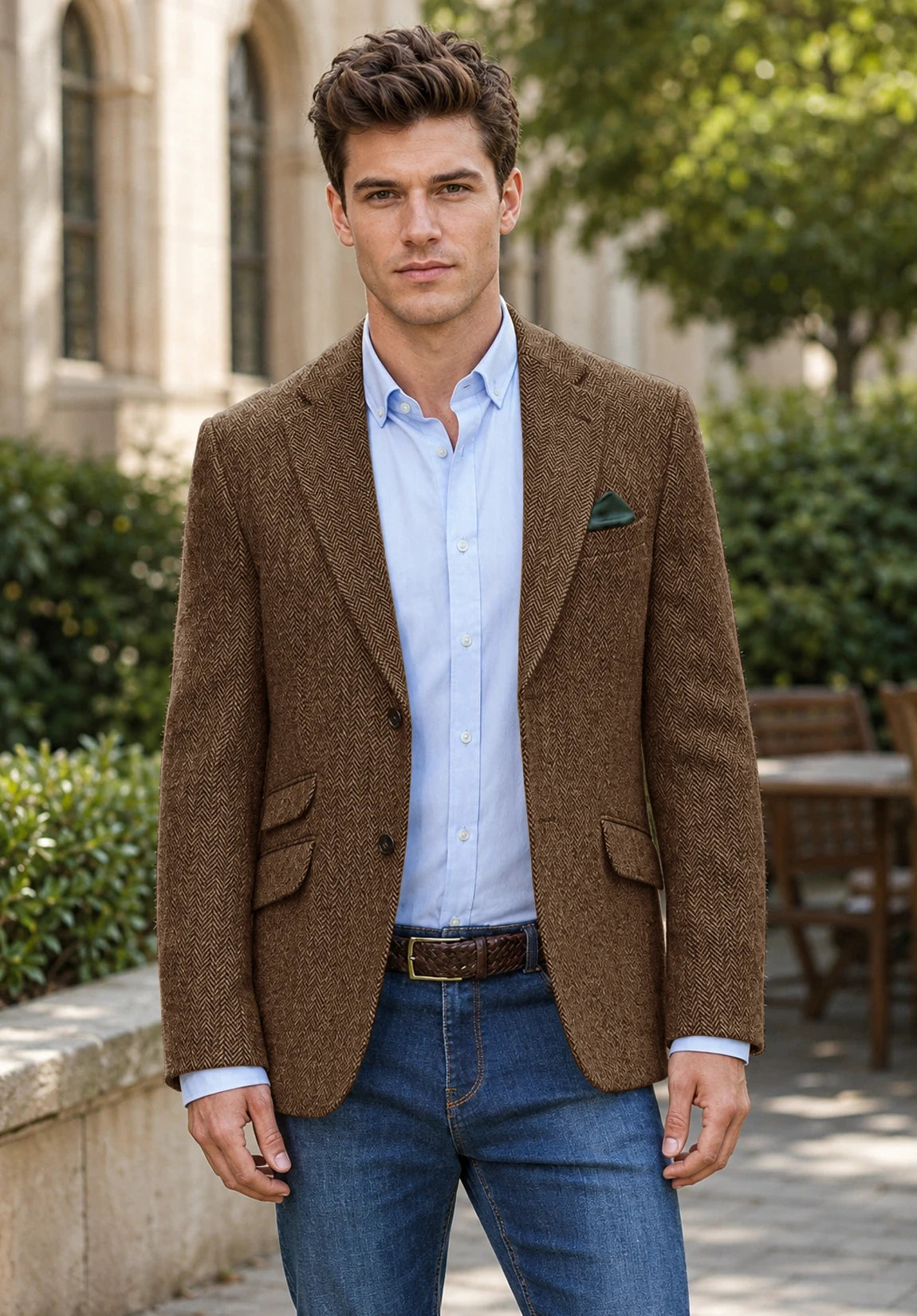 Men's brown herringbone jacket