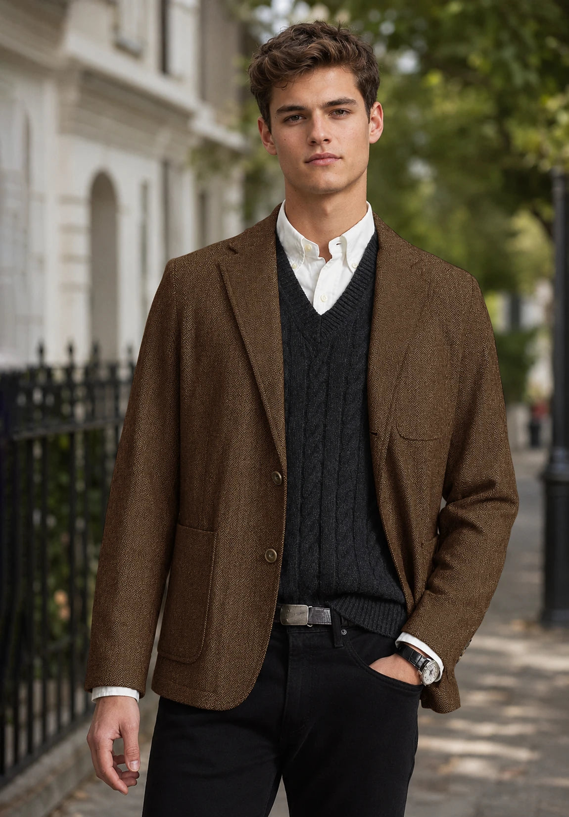 Men's brown herringbone jacket
