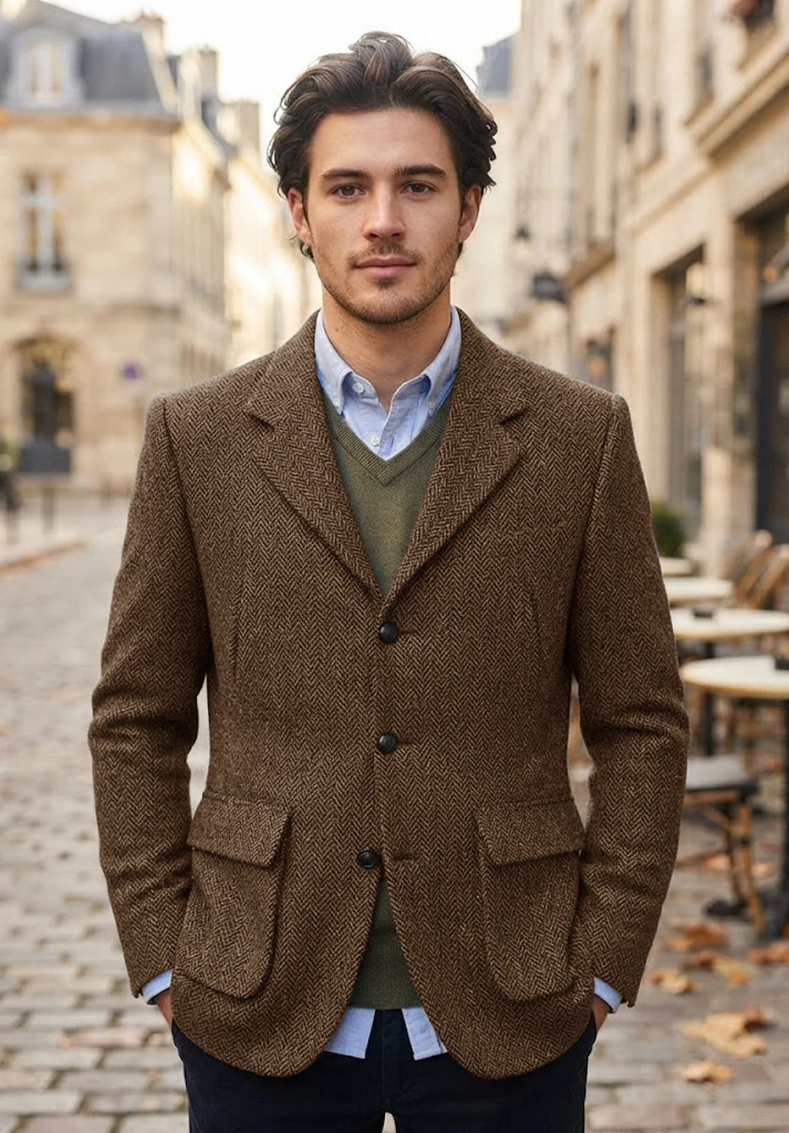 Men's brown herringbone jacket