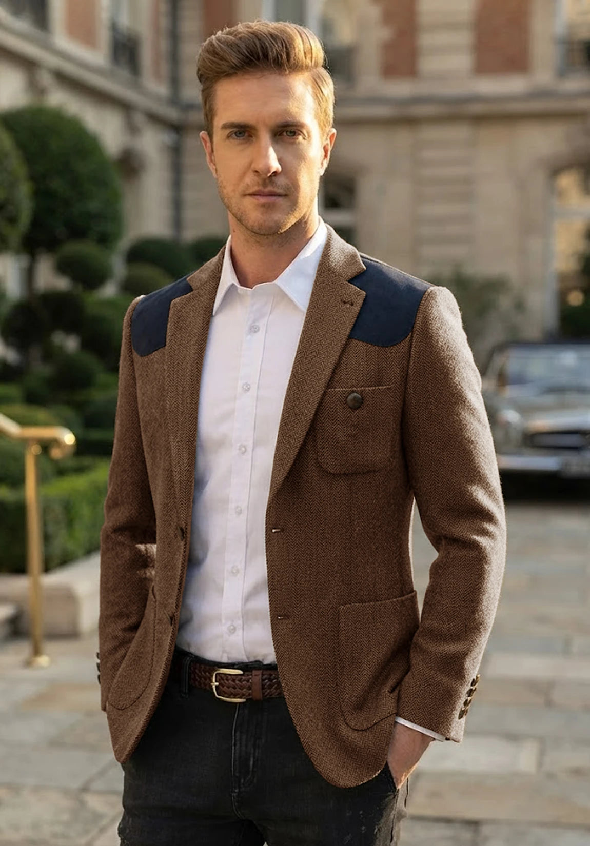 Men's brown herringbone jacket
