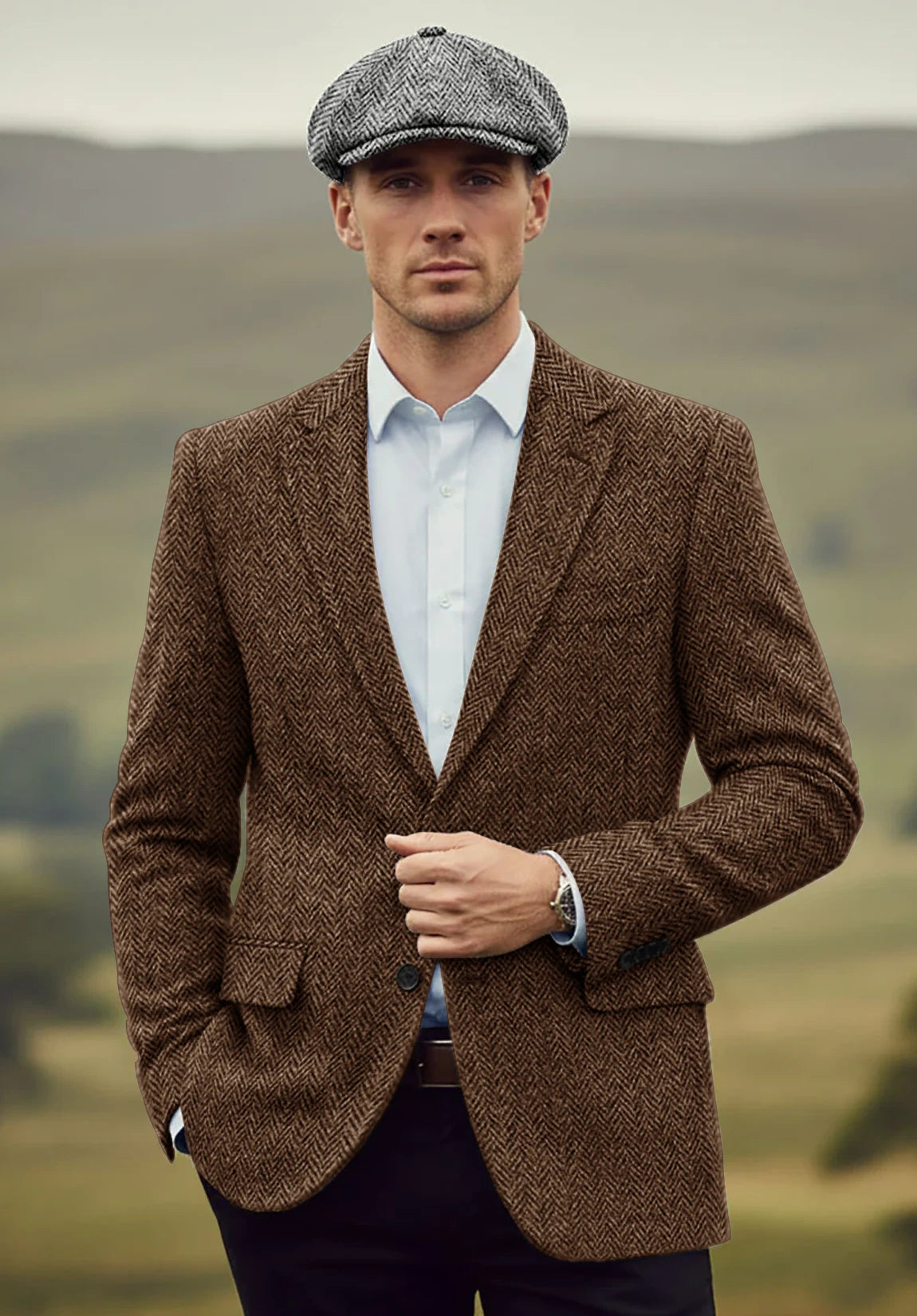 Men's brown herringbone jacket