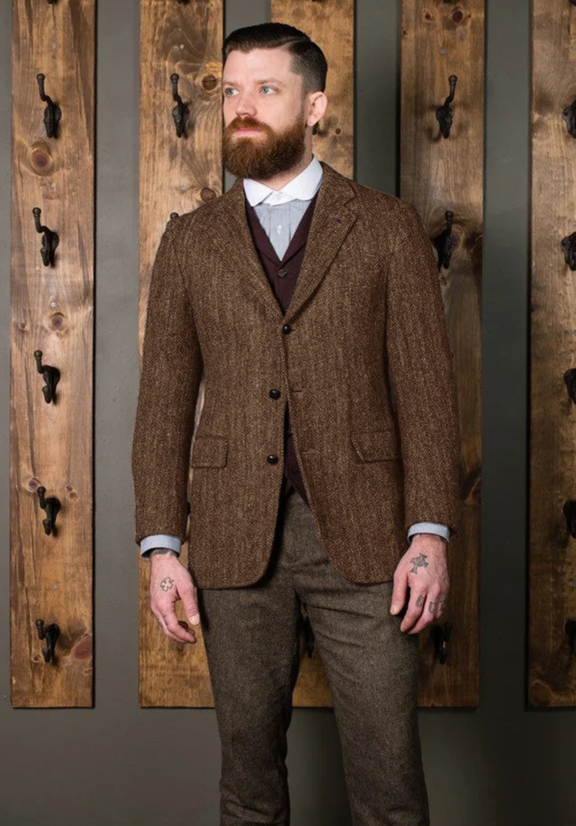 Men's brown herringbone jacket