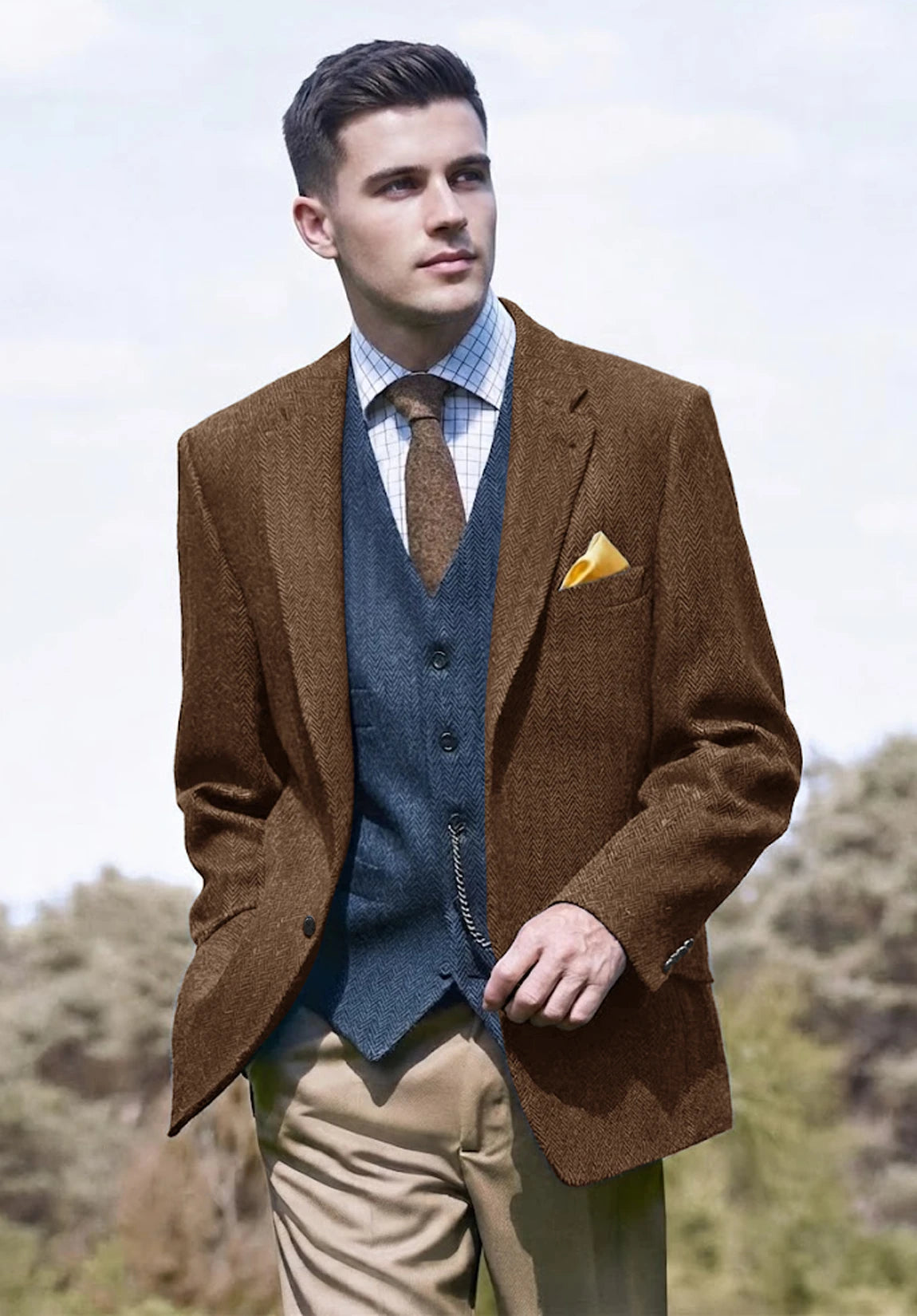 Men's brown herringbone jacket