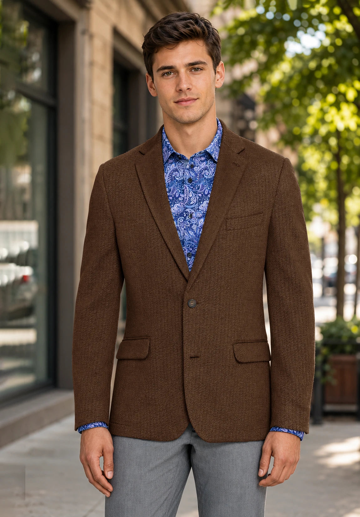 Men's brown herringbone jacket