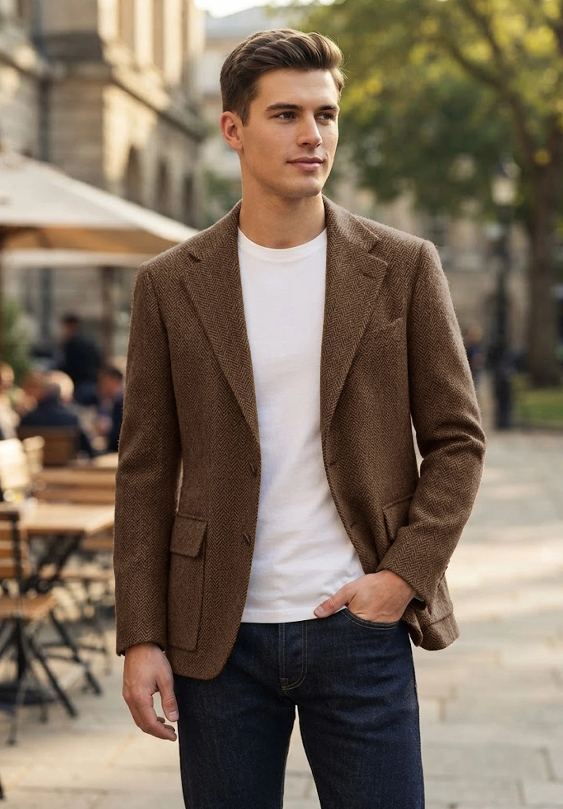 Men's brown herringbone jacket