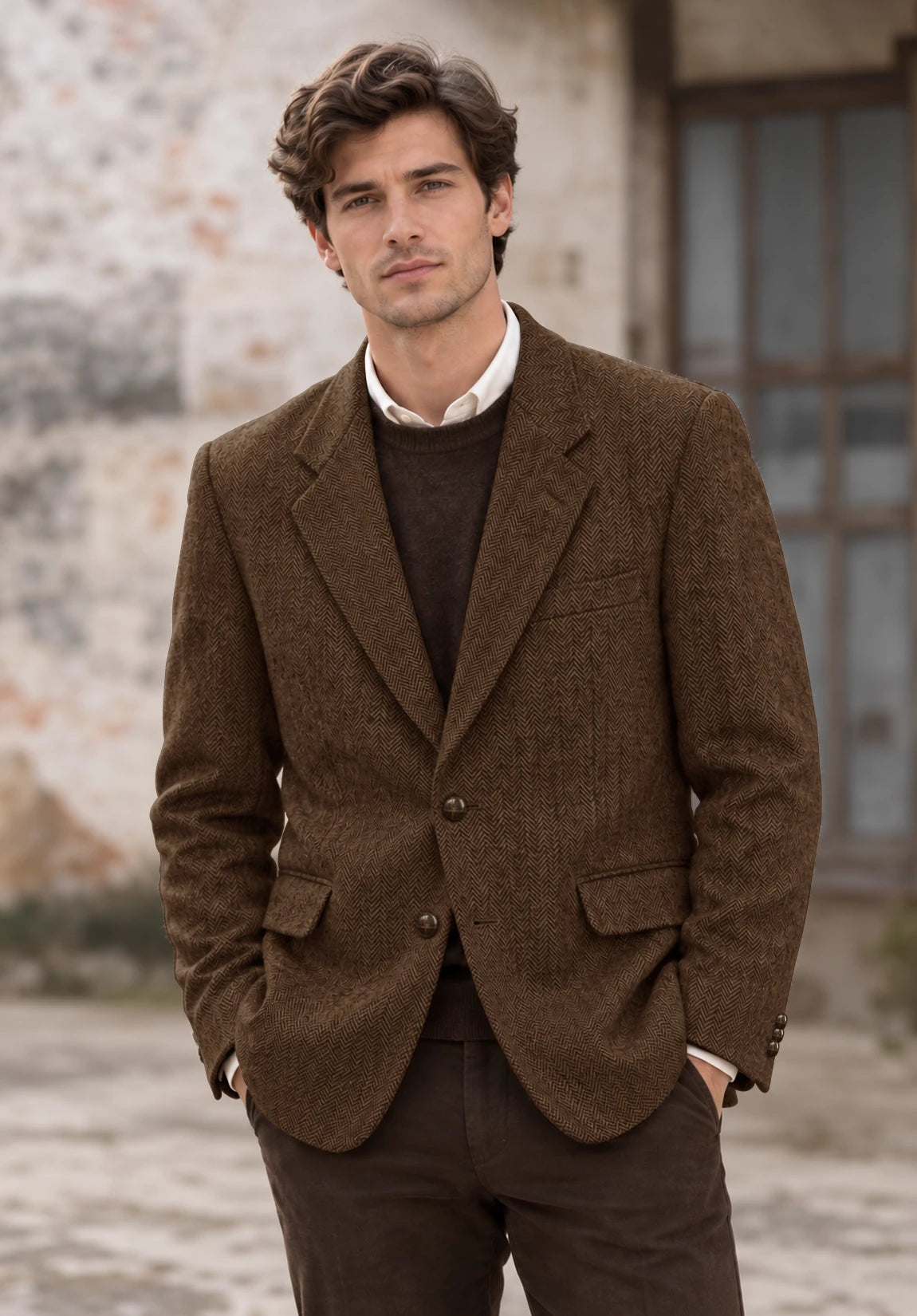 Men's brown herringbone jacket