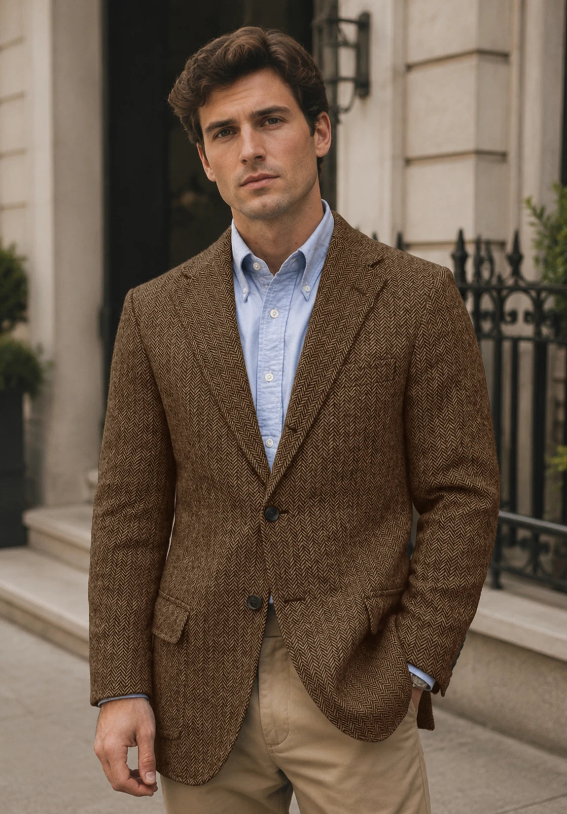 Men's brown herringbone jacket