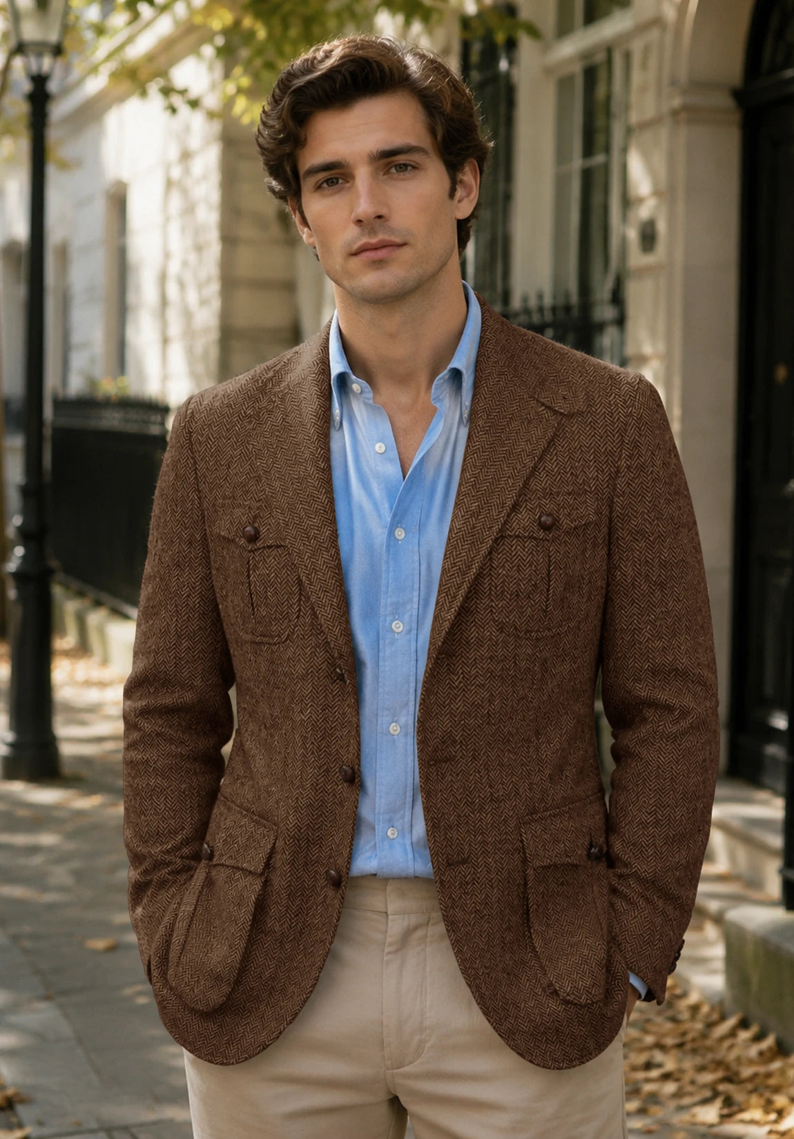 Men's brown herringbone jacket