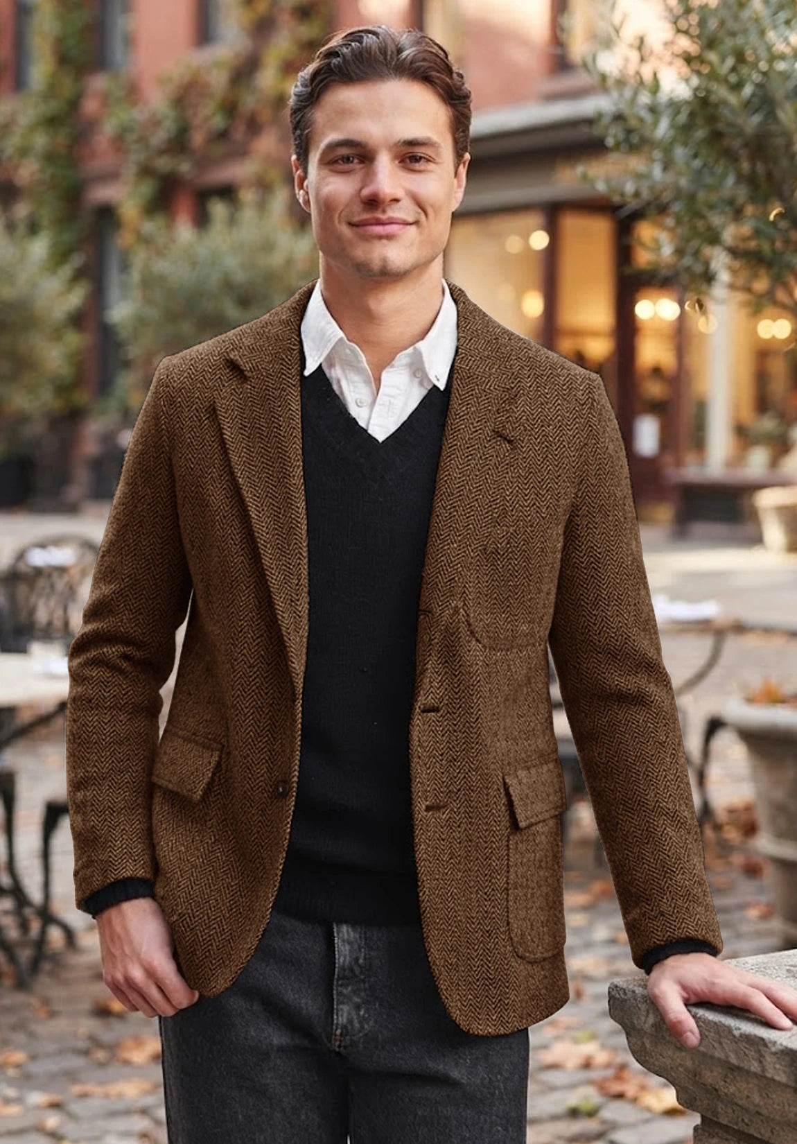 Men's brown herringbone jacket