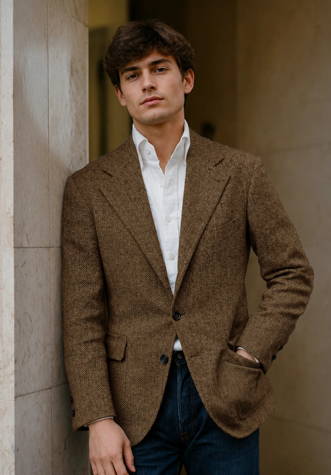 Men's brown herringbone jacket