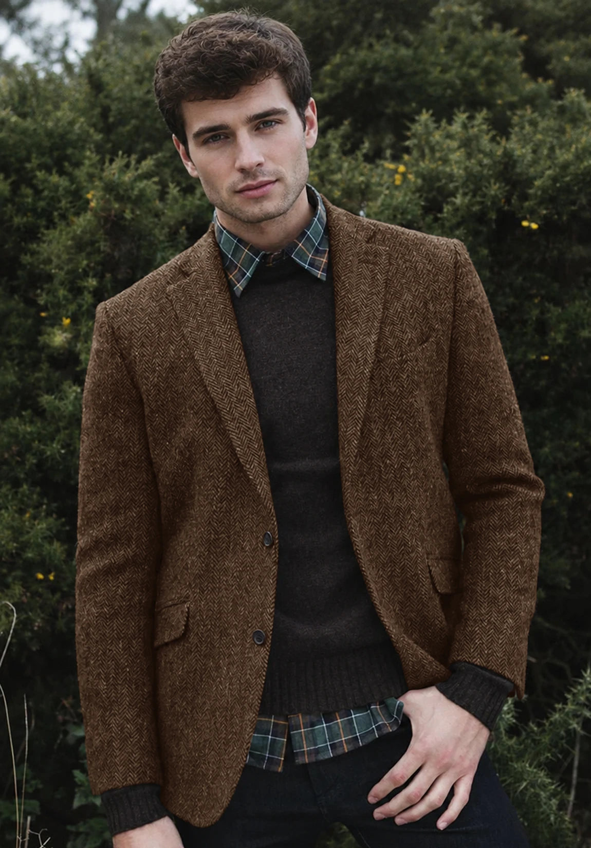 Men's brown herringbone jacket