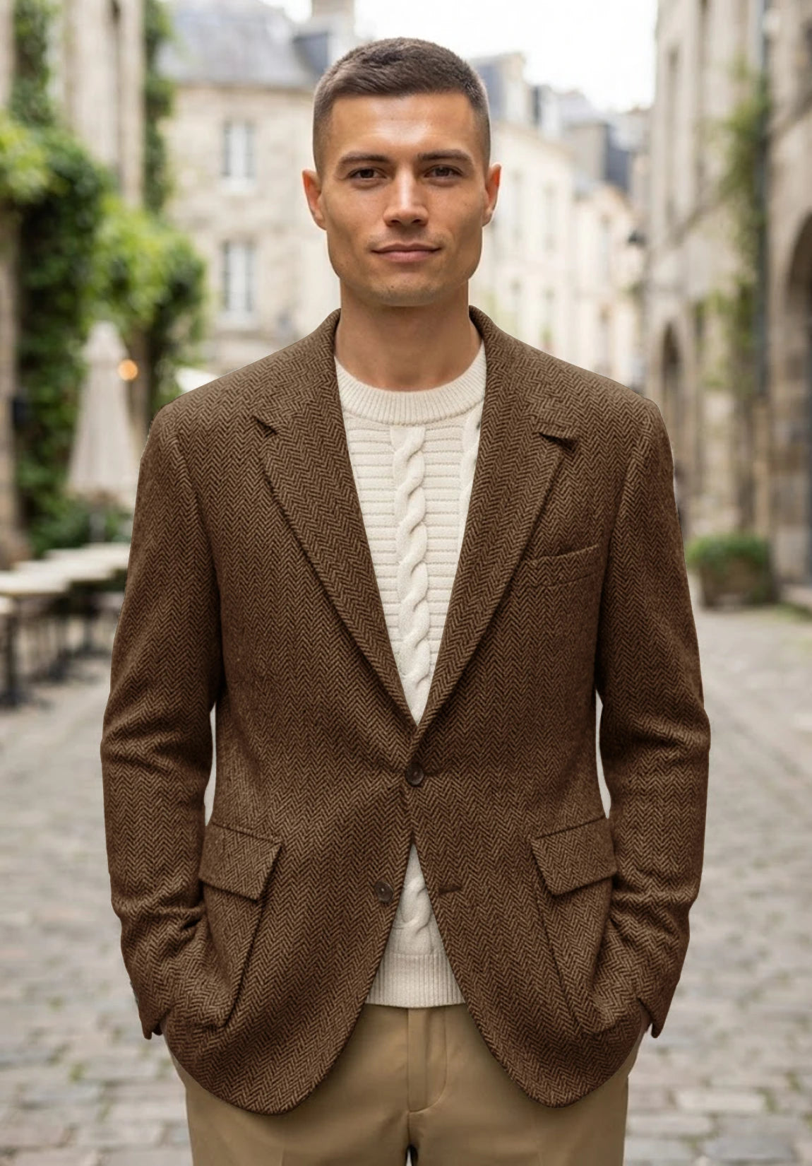 Men's brown herringbone jacket